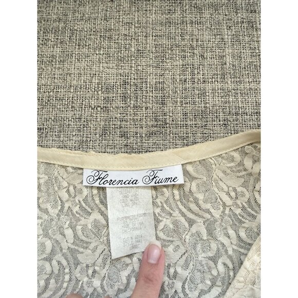 Vtg 90s Lace Romantic Dress Sz L Button Front Tie Back Victorian Fairy Whimsical - Picture 11 of 16